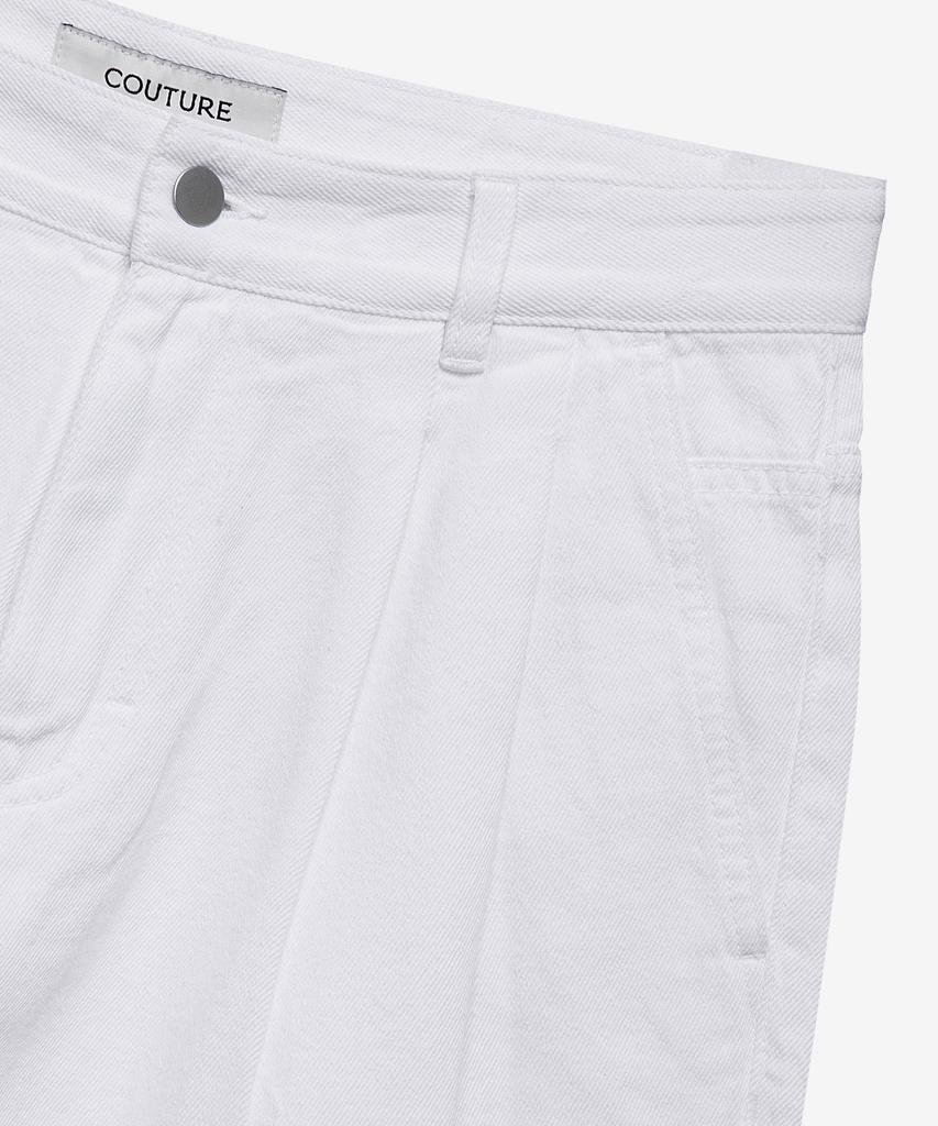 MINDBRIDGE [Couture] 9oz Doppelfalten Weiße Jeans-Halbhosen