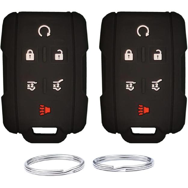 Silicone Keyless Remote Key Fob Cover Case fit for 2017 2016 2015 2014 GMC Yukon Chevrolet Tahoe Suburban. Part Number:M3N-32337100(6 Buttons)