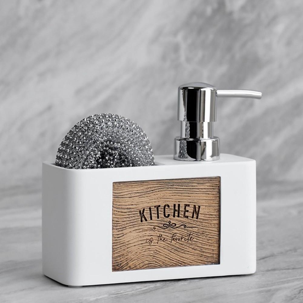 with Sponge Holder Kitchen Soap Dispenser Refillable Bathroom Hand Wash Bottle Restaurant