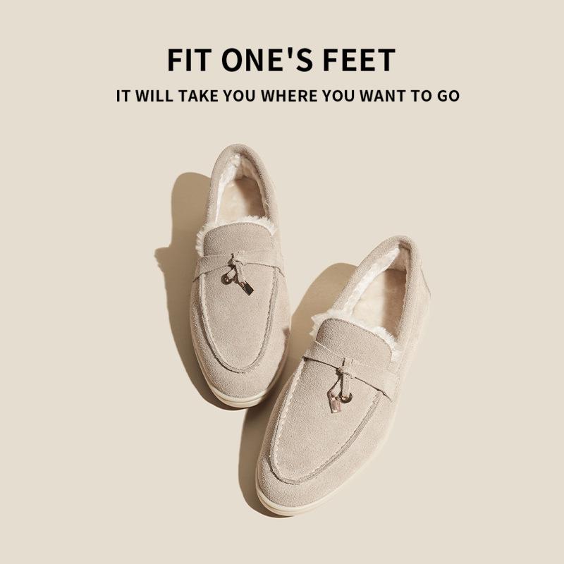 Dámské mokasíny s třásněmi z pravé kůže LP - Nazouvací ploché boty, Plus samet, Velké velikosti, Neformální pro podzim a zimu