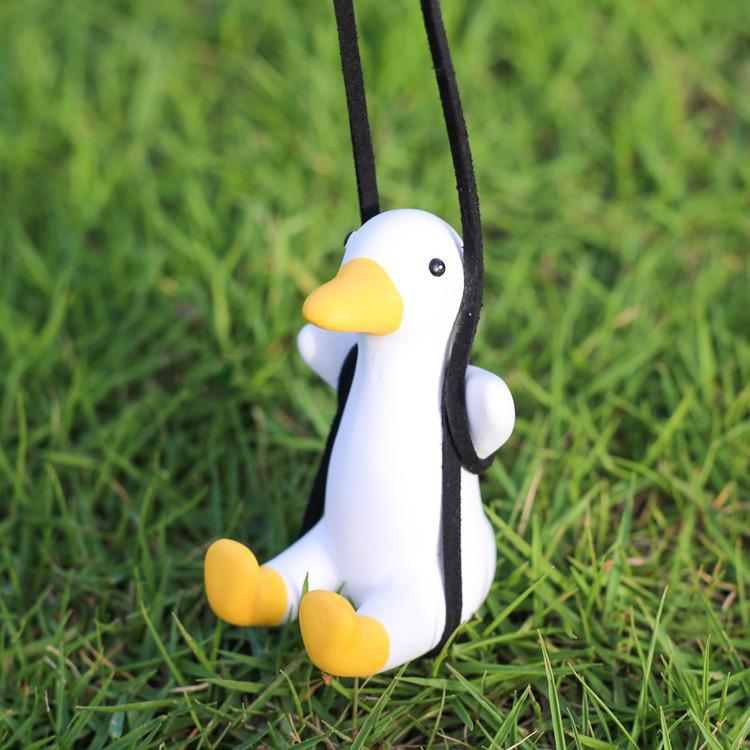 Creative Cute Duck Car Pendant: Rearview Mirror Hanging Ornament & Plaster Diffuser