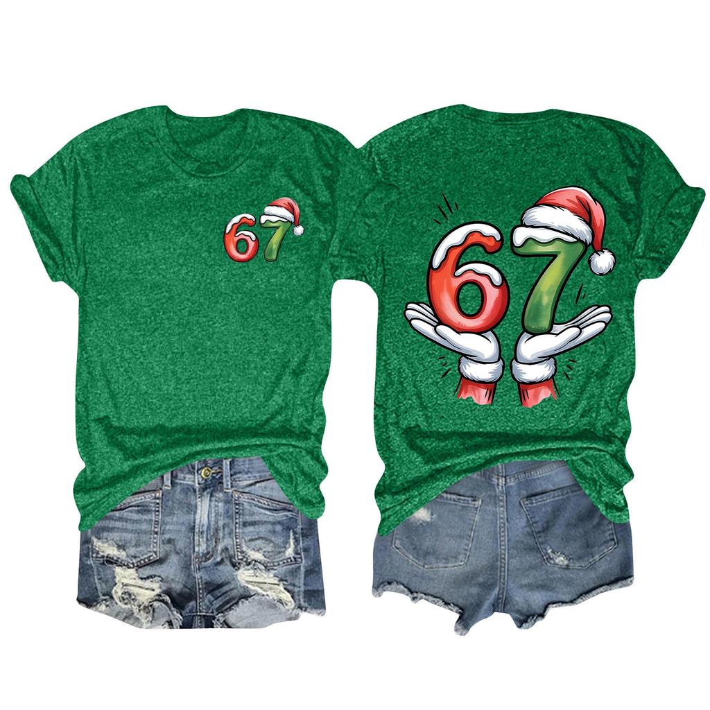 Camiseta de manga corta con cuello redondo y estampado de moda para mujer