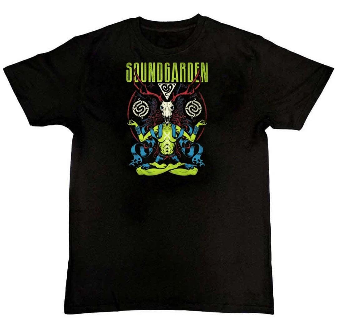 Rare SOUNDGARDEN Black Hole Sun ANTLERS Skull Graphic T-Shirt S