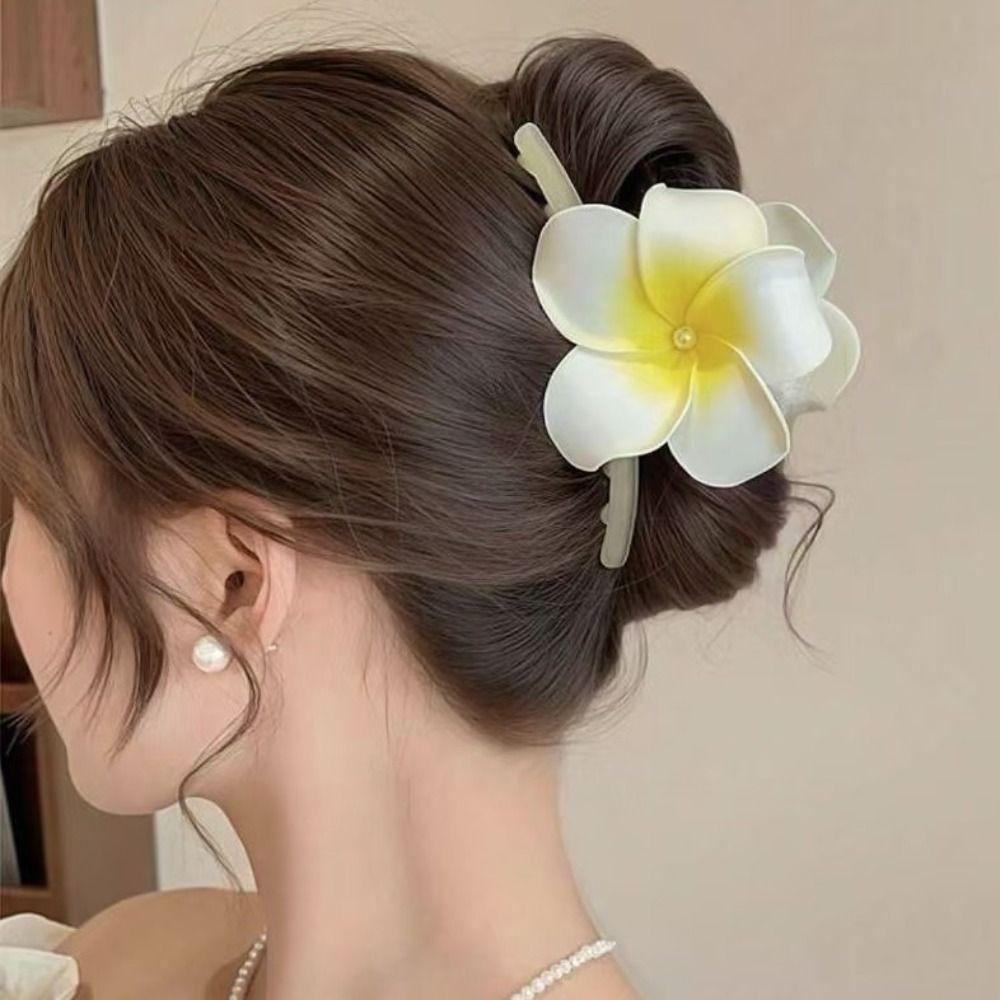

Bohemia Barrettes Flower Hair Clip Pearl Large Shark Clip Fashion Flower Hair Claw Daily Style 4