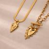 Geometric Heart Necklaces For Women Gold Color Stainless Steel Snake Chain Heart Necklace Aesthetic Wedding Jewelry Gift