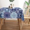 Blue Tile Patchwork Rectangle Tablecloth for Table Decor Elegant Bohemian  Style Kitchen Dining Table Cloth Holiday Party Decor