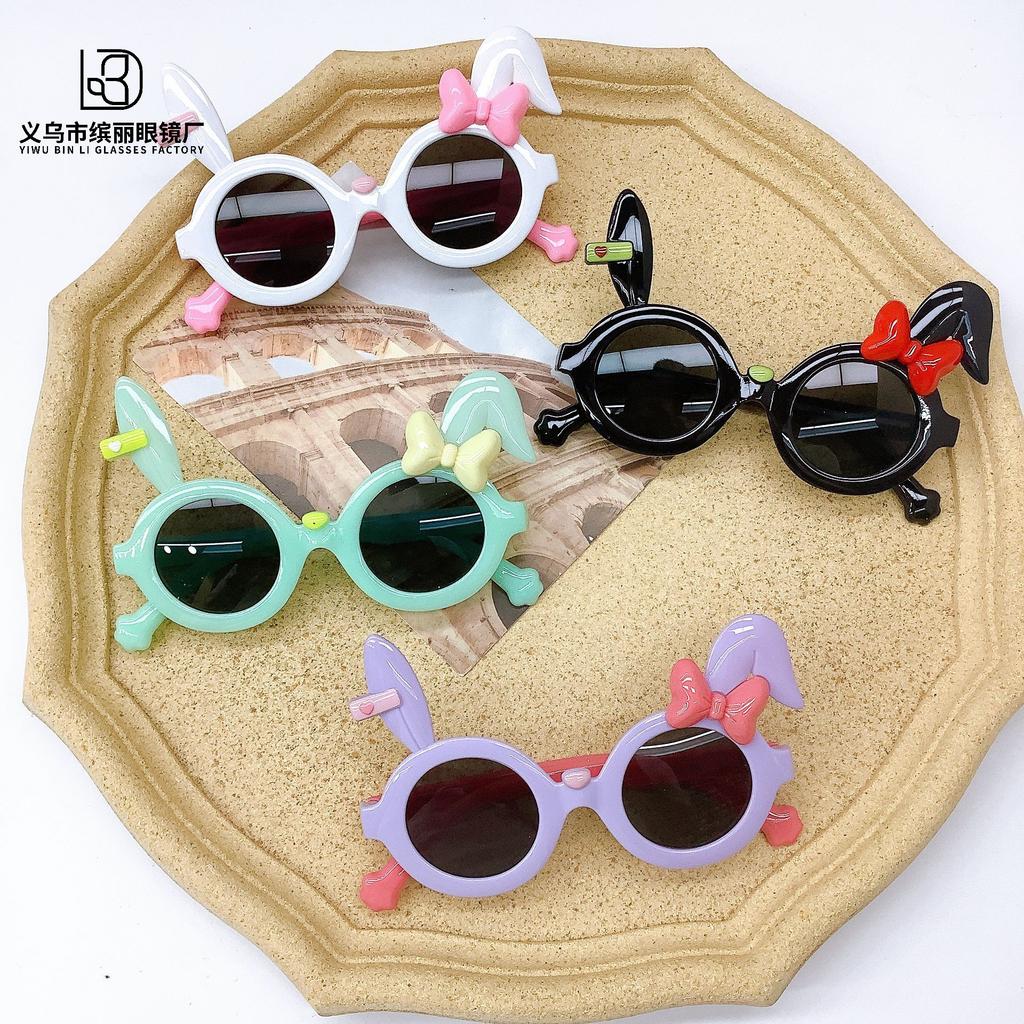 Retro Children'S Glasses Boys And Girls Cute Rabbit Sunscreen Sunshade Sunglasses Baby Cartoon Concave Sunglasses Tide