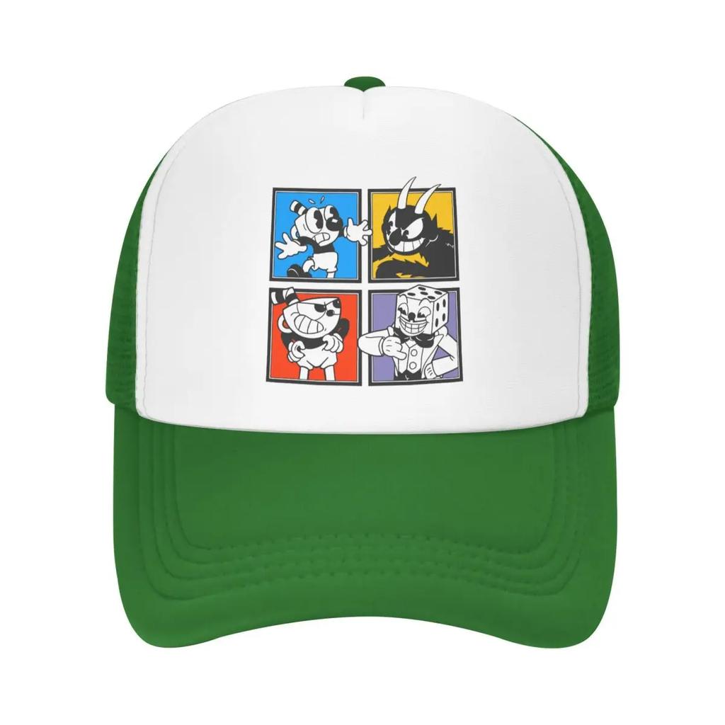 Personalized Cuphead Characters Trucker Hat Unisex Women Adjustable Adult Cartoon Game Baseball Cap Hip Hop Dad Hat