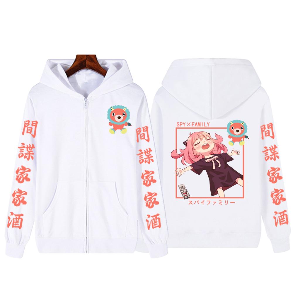 Spy X Family Anime Clothing Anya Printed Hooded Men Women Zip Up Hoodies Casual Oversized Sweatshirt Harajuku Male Zipper Jacket