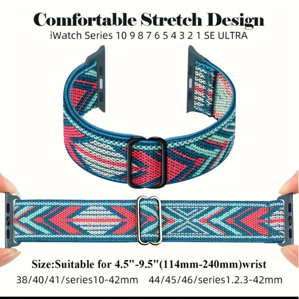 Stretchy Nylon Band for Apple Watch Series 11 10 Ultra 3/2 SE 42mm 38mm 46mm 41mm 45mm 49mm Adjustable Sport Strap for Women Men