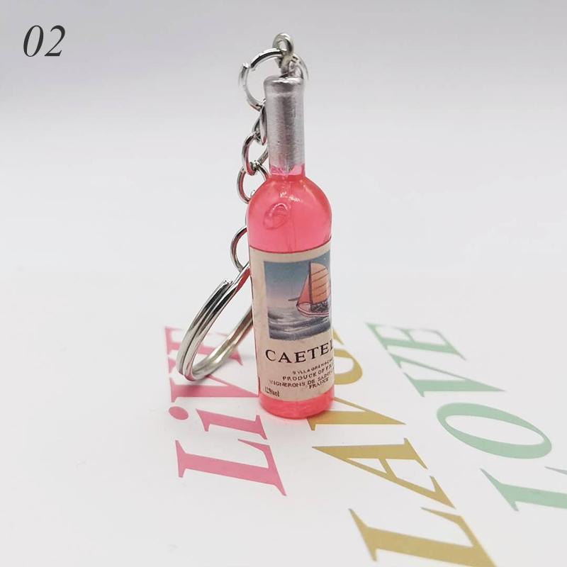 1PC Cute Novelty Pendant Accessions Car Bag Keyring Assorted Color Resin Beer Wine Bottle Keychain