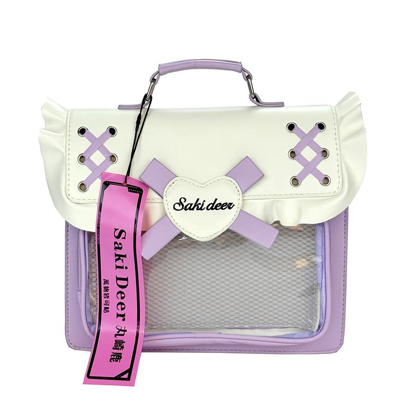 Japanese Style Fashion Sweet Lolita Girls JK Uniform Small Handbag Satchel Ruffled Pin Display Ita Crossbody Bag Anime Itabag