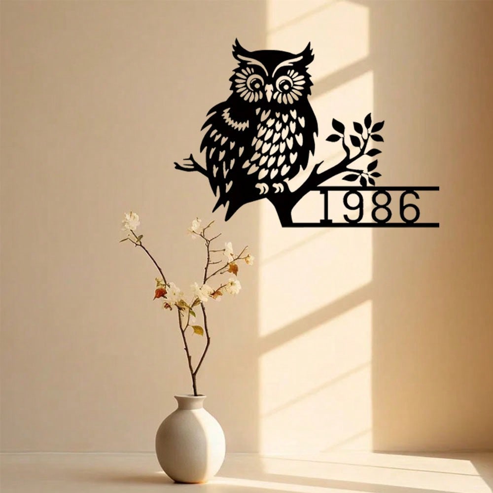 Wrought Iron Address Sign One-Piece House Number Custom Street Name Plate Outdoor Wall Decor
