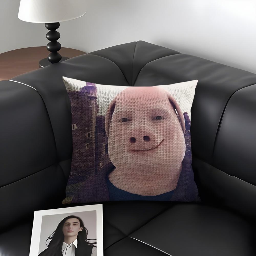 John Pork Dzwoni Śmieszna Poszewka na Poduszkę Naturalny Len Tkanina Organiczna Dwustronny Druk Sofa Wystrój Domu Prezent Poszewka