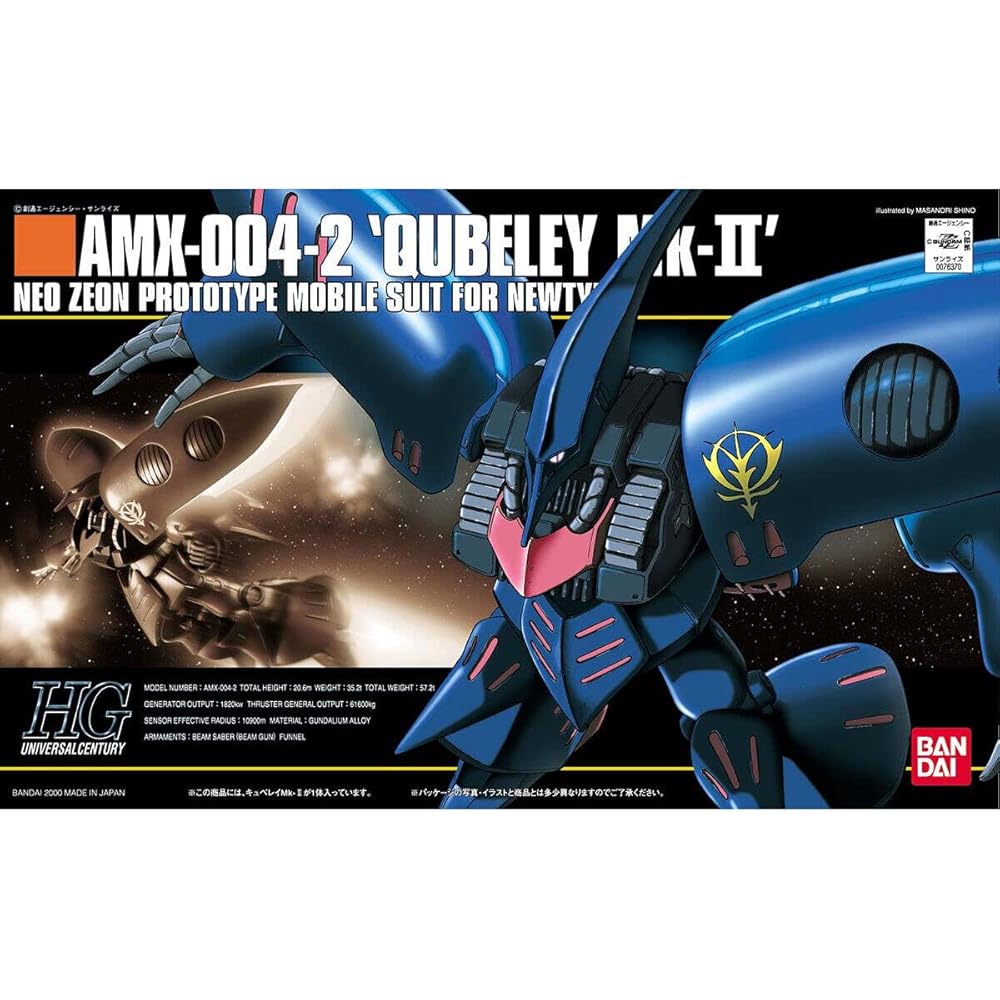 HGUC Mobile Suit ZZ Gundam Qubeley Mk-II 1/144 Scale Color-Coded Plastic Model Kit
