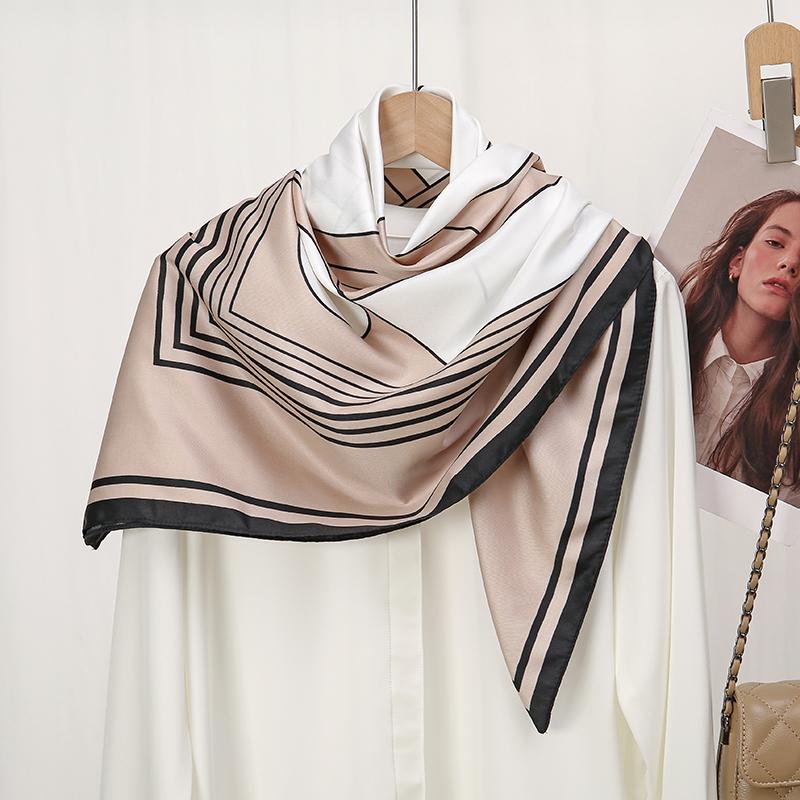 90*90cm Imitation Silk Square Scarf Printed Foulard Shawl Innovative Design Pattern Turban Polyster Headband Islamic Hijabs