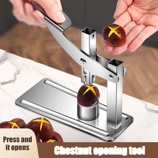 Nerezový otevírač kaštanů Louskáček Klip na kaštany Pekany Vlašské ořechy Multifunkční nůž na ořechy Kleště s ostrou zoubkovanou čepelí Kuchyňský nástroj