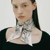 AVVINA PELLE Long Twilly Silk Scarf   Cream   Model  Botanic Garden