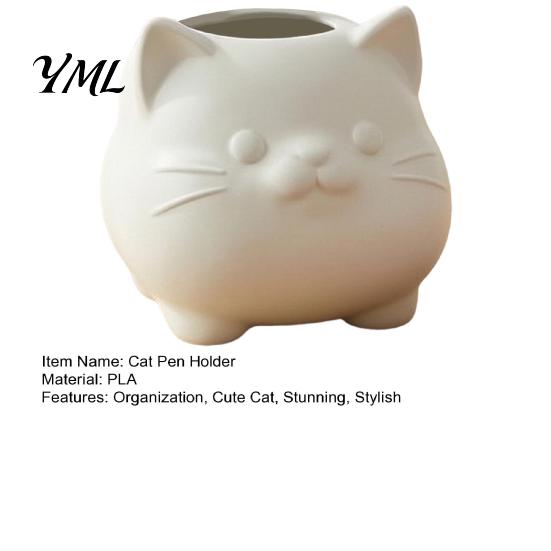 Schattige Katten Penhouder Houder, 3D Geprint Kitten Bureau Organizer, Minimalistisch Schrijfwaren Bureau Accessoire voor Thuis Potloodhouder, Multifunctionele Make-up Kwast