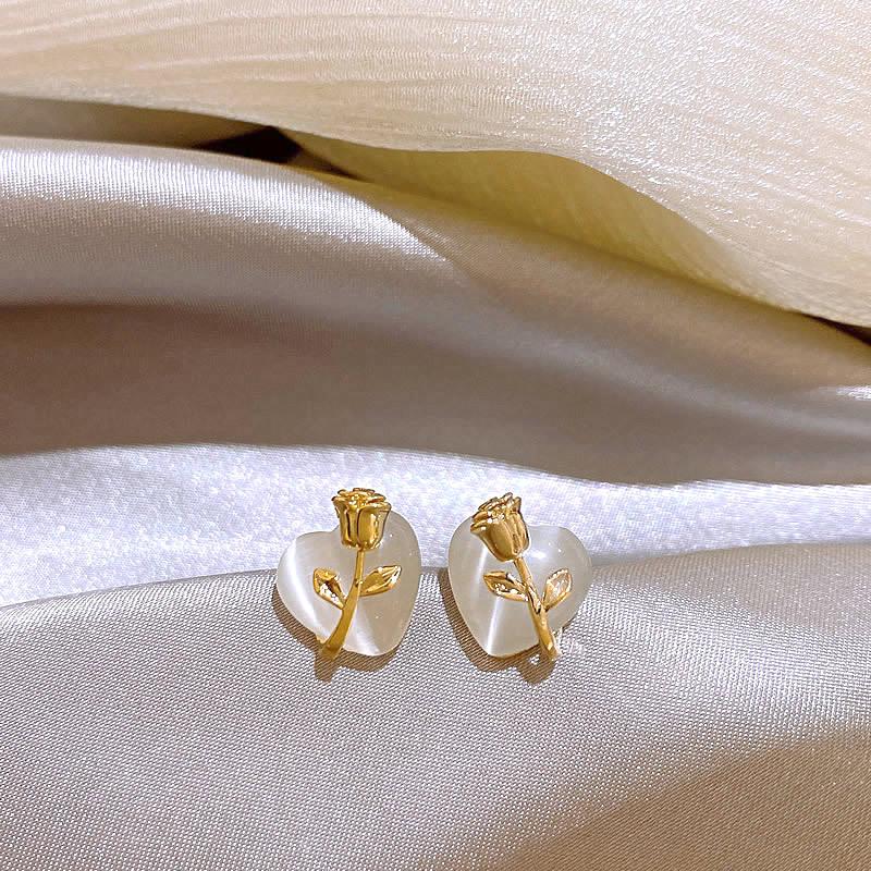 

серьги-цветы из опала модные простые универсальные серьги нишевый дизайн легкая роскошь высококлассные серьги