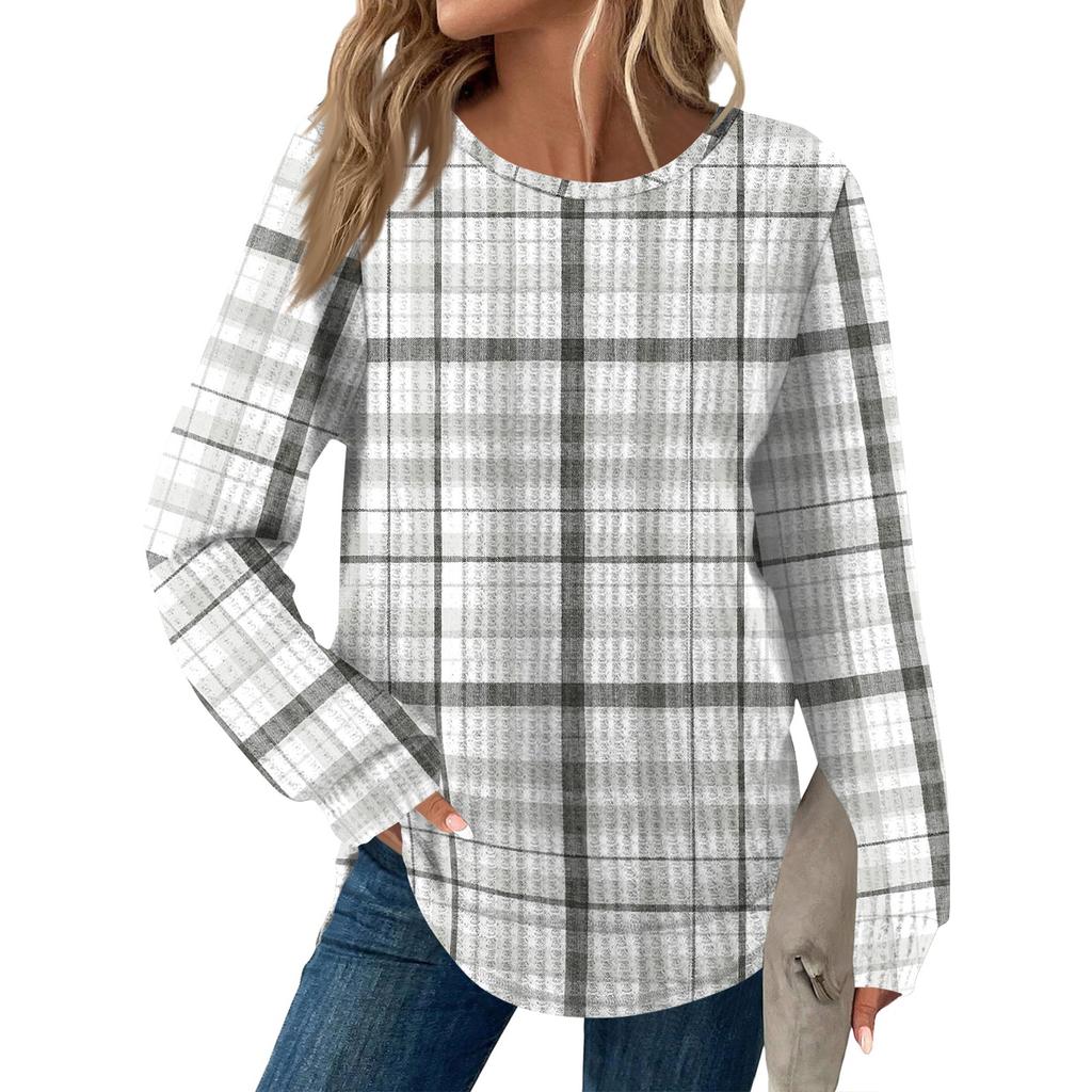 Γυναικείο Μόδα Casual Φαρδύ Μπλουζάκι με Στρογγυλή Λαιμόκοψη και Μακρύ Μανίκι με Εκτύπωση