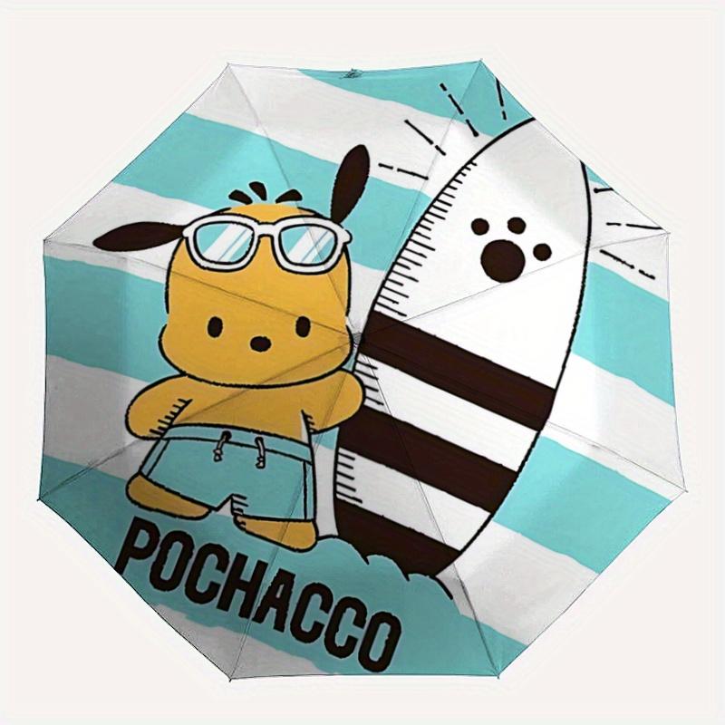 1pc Surfing Pochacco Sanrio Fully Automatic Folding Portable Umbrella, 8 Steel Frames, Three-Fold Design, Suitable for All Seasons, Suitable for Outdo