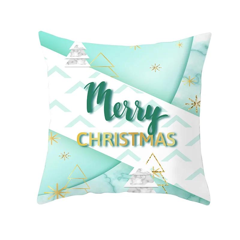2022 Happy New Year Home Party Decor Cushion Cover Christmas Blue Snowflake Cartoon Printed Pillow Cover Xmas Pillowcase 45x45cm