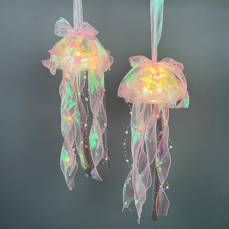 Color DIY Jellyfish Lamp Lantern Mermaid Parti Jellyfish Light Lantern Girls Happy Under The Sea Theme Birthday Party Decor