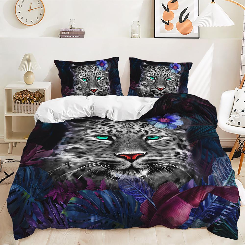 Dreiteiliger Bettbezug Tier Bestie Tiger Wolf Set Digitaldruck Bettwäsche