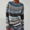 Women's Color Block Round Neck Loose Knit Pullover Sweater