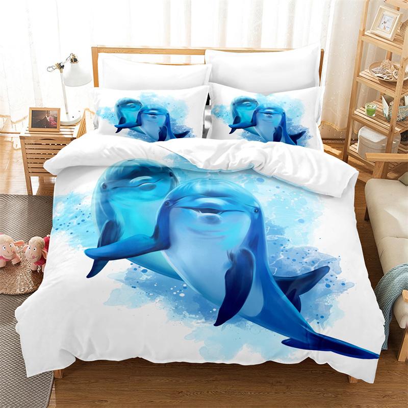 Ensemble de housse de couette Animal de dessin animé Ensemble de literie tendance Amoureux Lin Taille Queen Bed Fille Ensemble de housse de couette Ensemble de literie pour enfants