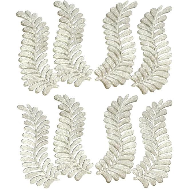 

MSCFTFB 4 пары нашивок с листьями, приклеивающихся утюгом, декоративная вышитая нашивка с плющом, заплатка для ремонта ткани для одежды, джинсовой куртки, брюк, жилета, рюкзака, аппликации серебряный