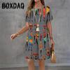 Ladies' 3D Diamond Printed Mini Dress Fashion Style Street Dress Summer Women Casual Round Neck Short Sleeve Mini Dress Vestidos