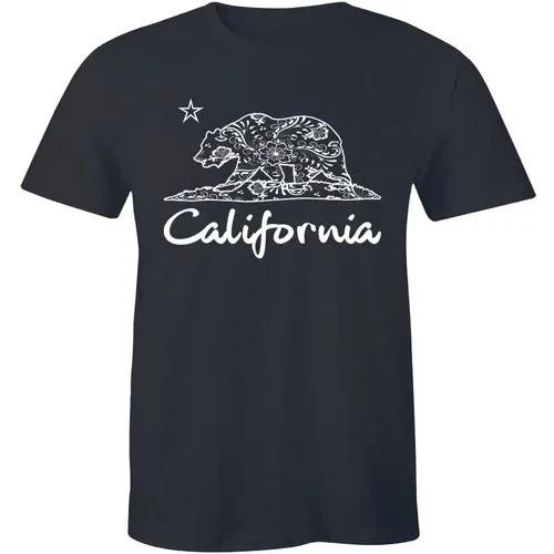 California Bear White Shirt Cali Souvenir State Map Republic CA Men s T-shirt XXXXL