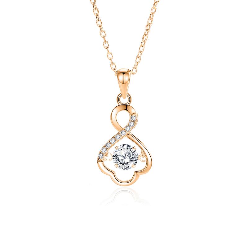 

S925 Sterling Silver Rose Gold Fan-Shaped Moissanite Necklace for Women 925 Silver