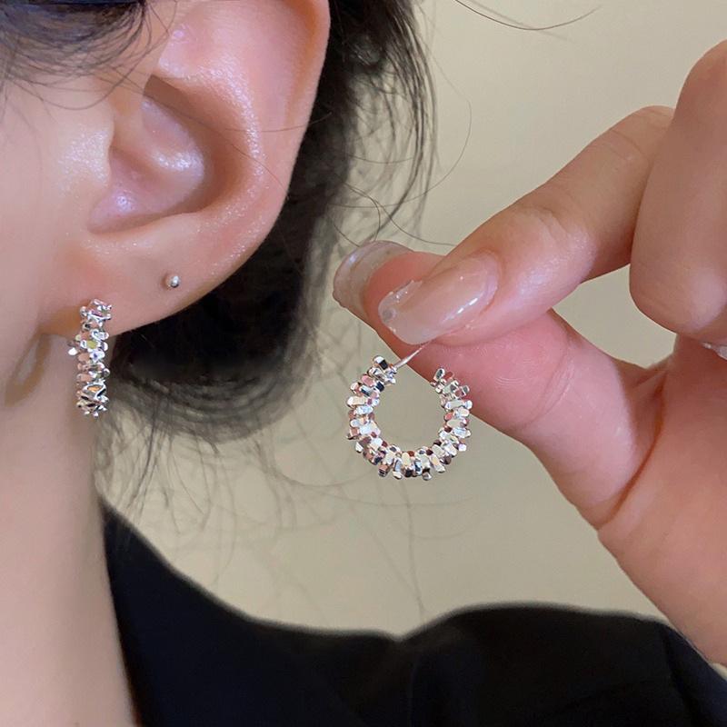 

Silver C-shaped Earrings - Minimalist Design for Women