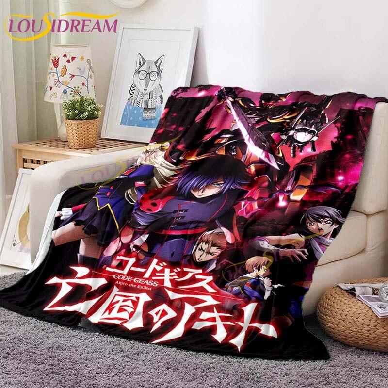Classic Anime Blanket Code Geass Flannel Throw Blanket Lelouch Chair Sofa Lazy Blankets Cartoon Blankets for Home Bedroom Travel