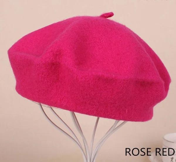 Women Girls Beret French Plain Wool Caps Warm Winter Beanie Hat Vintage Berets Solid Color Elegant Ladies Winter Hats Caps