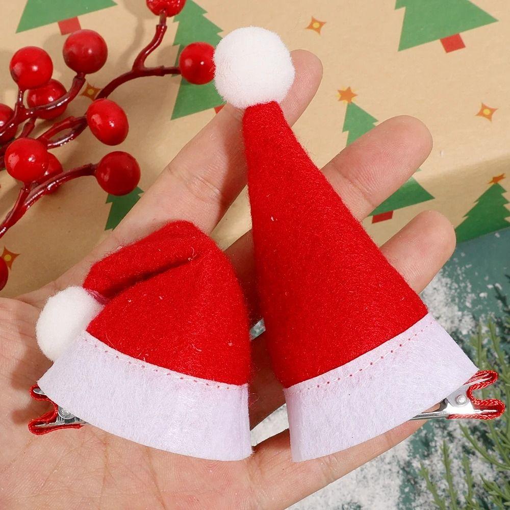 10Pcs Santa Christmas Hat Clips Mini Hair Grips Barrettes New Christmas Hair Clips  Christmas