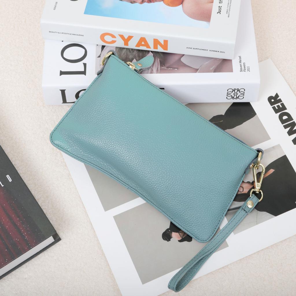 Bolso de Cuero Caliente para Mujer Bolso de Mano de Primera Capa de Piel de Vaca Sobre de Hombro para Teléfono Móvil Pequeño