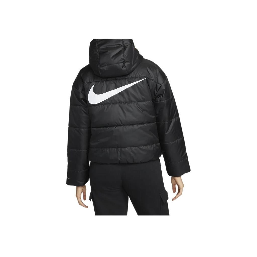 Nike Logo Patch Single Direction Zip Plain Cotton Hoodie Women Outerwear Black DJ6996-010