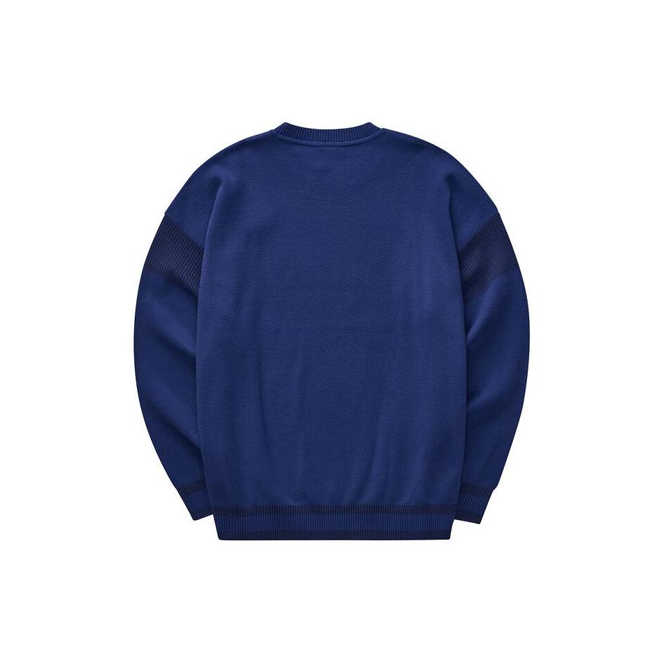 Skechers Colorful Casual Series Big Letter College Style Round Neck Pullover Loose Sweatshirt Unisex Sweatshirt Navy-Blue L124U031-02V3