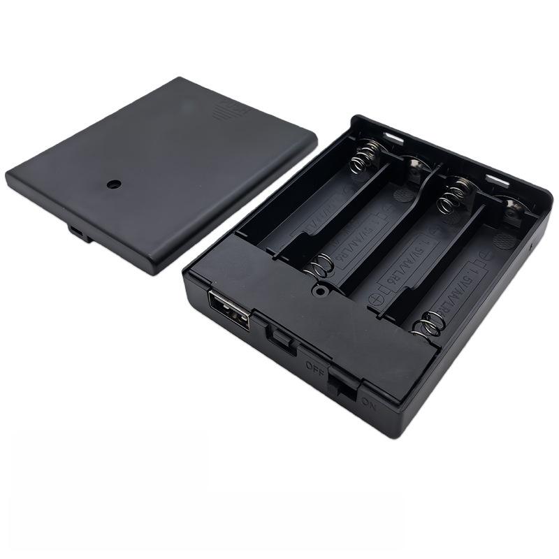 1Pcs 4 Slots AA Battery Holder No.5 Battery Case With Power Switch And USB Socket No Light AA Battery Box