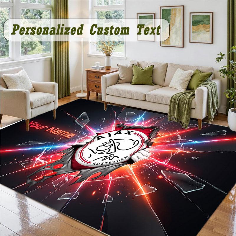 Crystal Velvet Square Rug Custom NameAjax Amsterdam Pattern Non Slip Home Floor Decor Rug