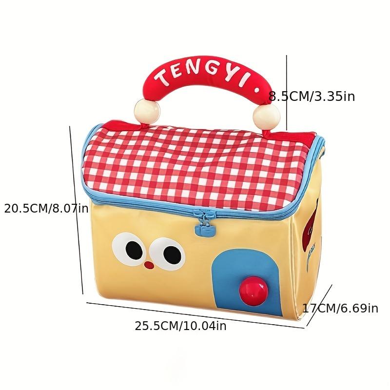 1pc Cute Cottage Makeup Bag Large Capacity Multifunctional Fresh-Keeping Insulated Lunch Box Bag Handbag Beauty Bag