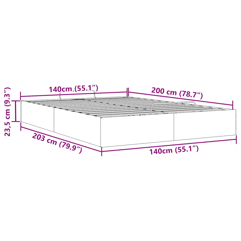 Ottoman Bed without Mattress Grey 140x200 cm Faux Leather