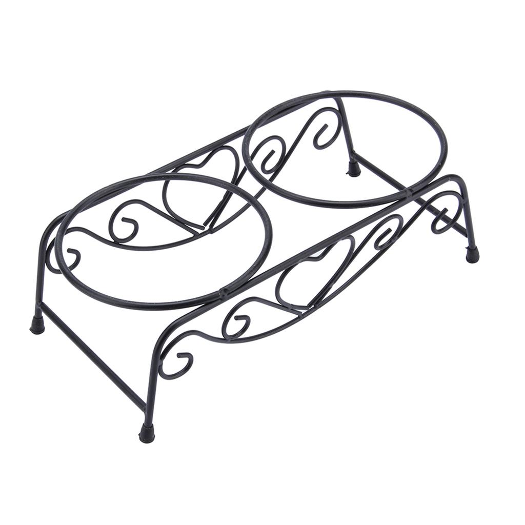 Stainless Steel Double Dog Cat Food Water Bowls Feeder Dishes Shelf Stand