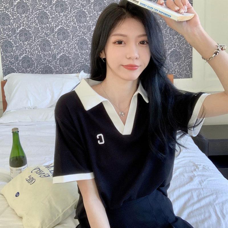 

Plus Size Women s V-Neck Polo T-Shirt - Tummy-Covering, Short Sleeve, Slimming Top for Summer 2025. XL [Recommended 105-120 kg] чёрный