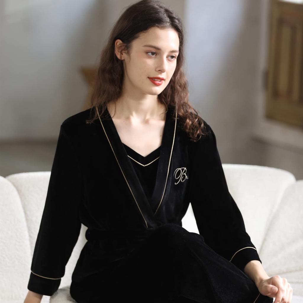 Satin Room 3 Piece Long [HACAI] Women's Pajamas, Wear, Set, Loungewear, Sleeves, Sleepwear, Camisole, Spring, Summer, Autumn, Skin-friendly