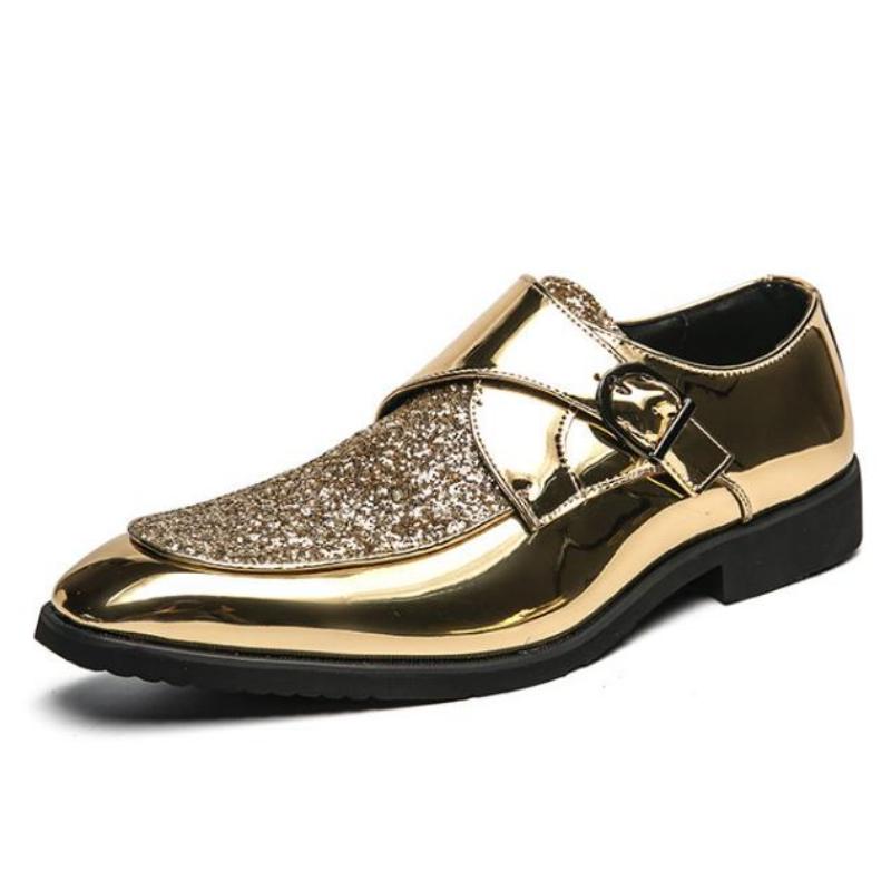 Fashion Shoes Men Casual Man Men's Summer Shine Gold Dress Patent Leather For Mens Gold Moccasins Business Pointed Bussiness Luxury